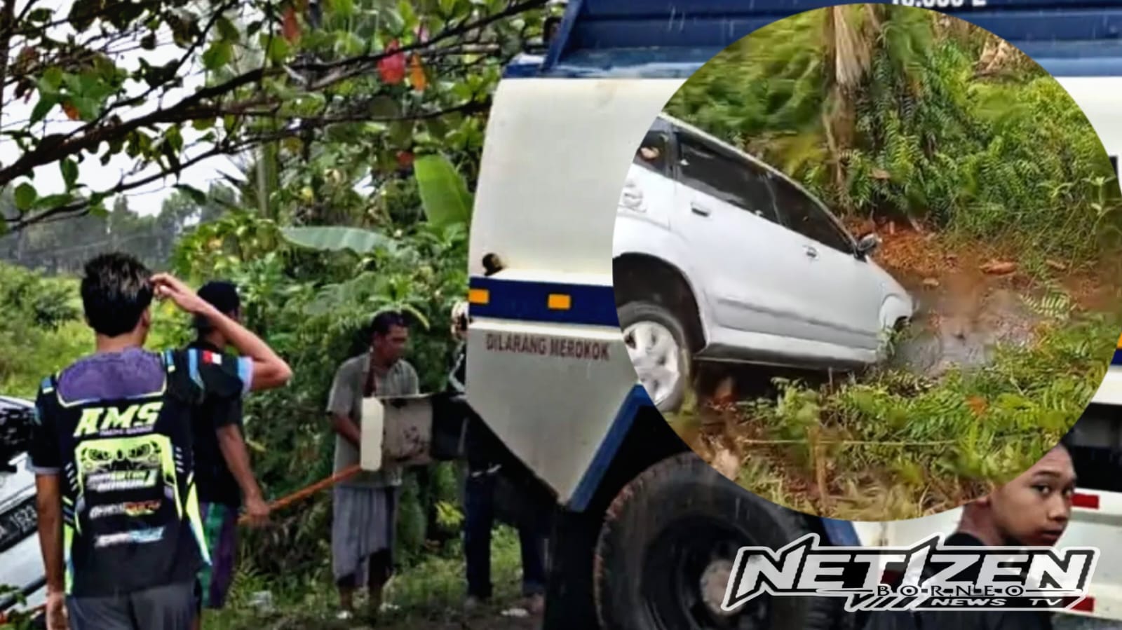 Mobil Alami Kecelakaan Tunggal dan Terperosok di Simpang Arja, Rantau Badauh