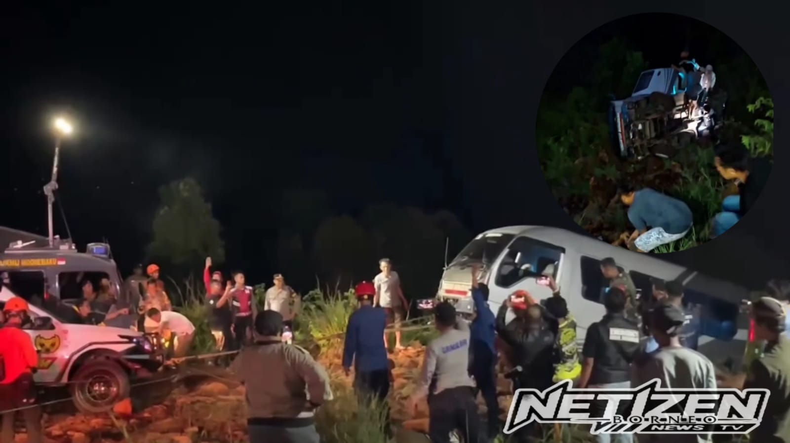 Bus Wisatawan Terbalik Masuk Jurang di Tahura Sultan Adam, Enam Orang Luka