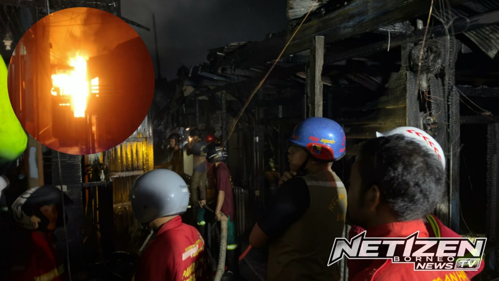 Kebakaran Landa Jalan Gerilya Dalam Samarinda, Satu Terluka, sejumlah Bangunan Kayu Hangus