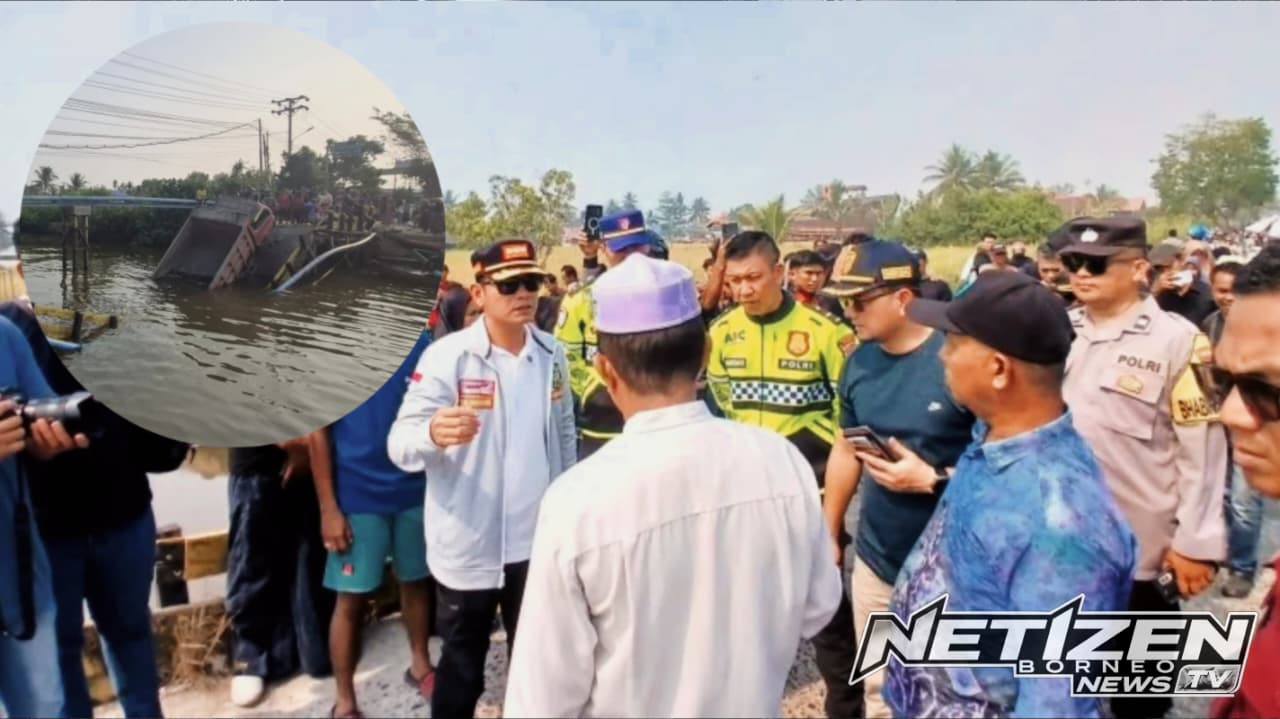 Jembatan Mantuil Banjarmasin Ambruk, Truk dan Motor Tercebur ke Sungai